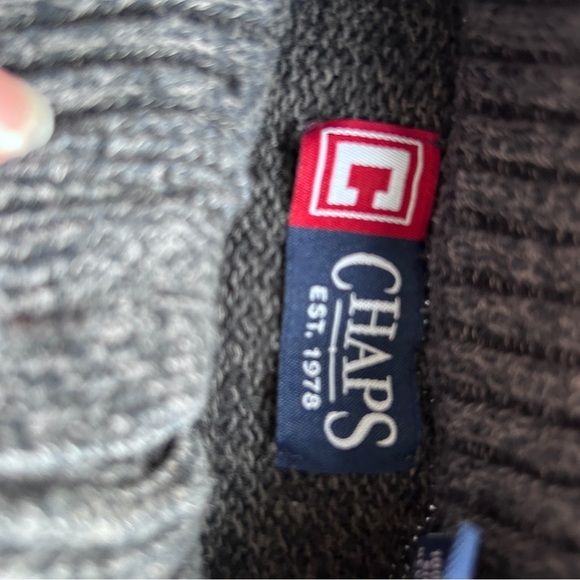 Chaps Men's Gray Sweater with Brown elbow patches Size XLarge - Picture 4 of 8